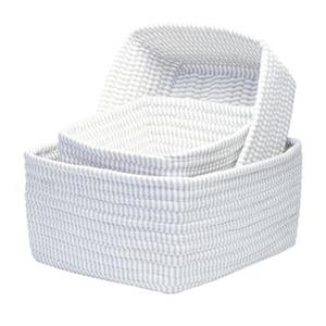 Colonial Mills 8-in x 14-in White Ticking Stripe Nesting Basket Set