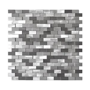 Eden Mosaic Tiles 3D Raised Brick Pattern Grey Blends Aluminum Tile - 8-Pack