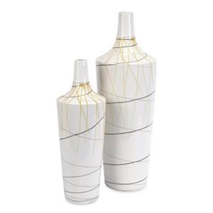 IMAX Worldwide Curasso White Retro Finish Vases (Set of 2)