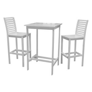 Vifah Bradley  Wood Bistro Patio Set Square 3-Piece White