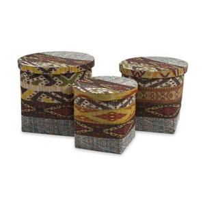 IMAX Worldwide Tymon Water Hyacinth Baskets with Lids (Set of 3)