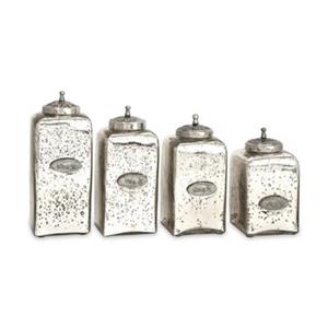 IMAX Worldwide Glass/Iron Numbered Mercury Glass Jars with Lids (Set of 4)