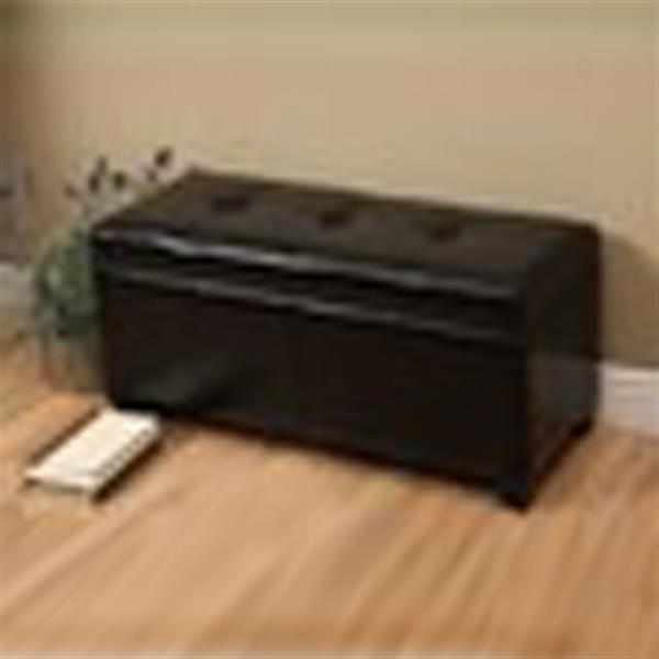 Warehouse of Tiffany Ariel Black Faux Leather Storage Bench RONA