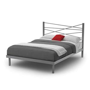 Amisco Crosston 54.50-in x 78.13-in Glossy Grey Metal Platform Bed