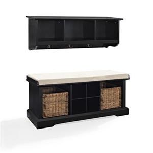 Crosley Furniture Brennan 2-Piece Black Entryway Bench And Shelf Set