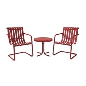 Crosley Furniture Gracie Red Metal 3-Piece Outdoor Conversation Set