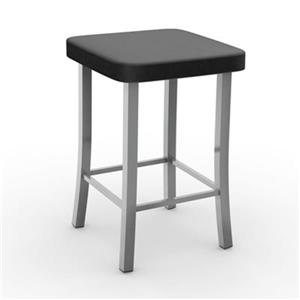 Amisco Ryan 25.13-in Counter Stool - Black Faux Leather - Glossy Grey Metal