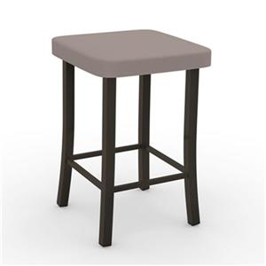 Amisco Ryan 31.25-in Bar Stool - Taupe Grey Faux Leather - Dark Brown Metal