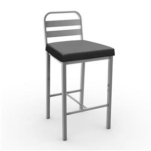 Tabouret de comptoir pivotant Alberto 26,13 po, polyuréthane noir, métal gris lustré