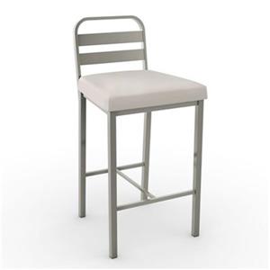 Amisco Alberto 26.13-in Swivel Counter Stool - Cream Faux Leather - Matt Light Grey Metal