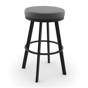 Amisco Swice 26.25-in Swivel Counter Stool - Heather Light Grey Polyester - Black Metal