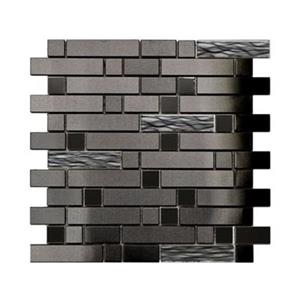 Eden Mosaic Tiles Stainless with Black Wave Glass Tile - 11-Pack