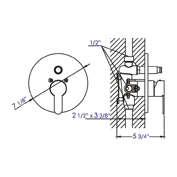 ALFI brand Shower Valve Mixer with Rounded Lever Handle and