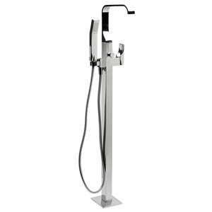 ALFI brand Polished Chrome Single Lever Floor Mounted Tub Filler Mixer with Hand Held Shower