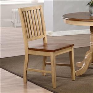 Sunset Trading Brook Slat Back 36-in x 17.5-in Two Tone Brown Pecan Dining Chair (Set of 2)