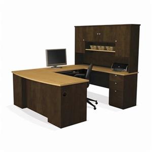 Bureau d'ordinateur en forme de U Bestar, 70" x 71", brun chocolat