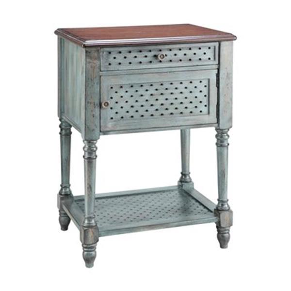 Stein World Hartford 15.75-in x 22-in x 31.5-in Distressed Moonstone Antique Blue/Wood Tone Accent Table