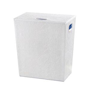 WS Bath Collections Perle Complements White Leather Laundry Hamper