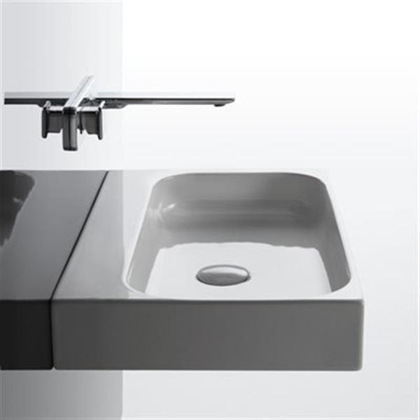 WS Bath Collections Ceramic 23.81-in x 15.94-in White Wall Mount/Vessel Rectangular Bathroom Sink