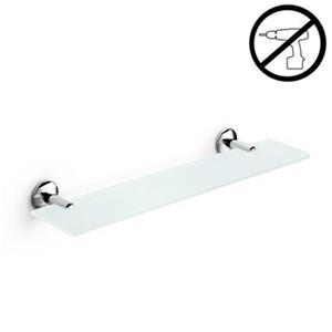 WS Bath Collections Noanta Glue 4.5-in x 31.2-in x 2.2-in Self-Adhesive Frosted Glass Bathroom Shelf With Chromed Brass Base