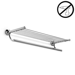 WS Bath Collections Noanta Glue 9.3-in x 25.8-in x 4.9-in Chromed Brass Self-Adhesive Towel Rack With Hanging Towel Rail