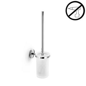 WS Bath Collections Noanta Polished Chrome/Frosted Glass Self-Adhesive Toilet Brush Holder