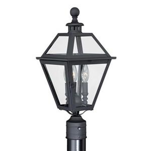 Cascadia Nottingham 3-Light Black Outdoor Post Light Clear Glass