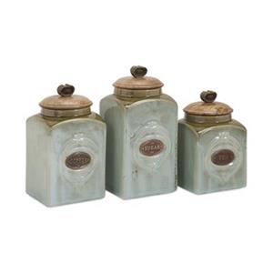 IMAX Worldwide Addison Grey Ceramic Canister Set (3 Pieces)