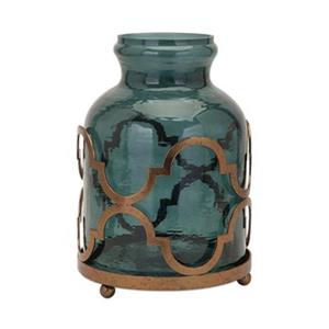 IMAX Worldwide Marla 15-in Blue Quadre Foil Oversized Vase
