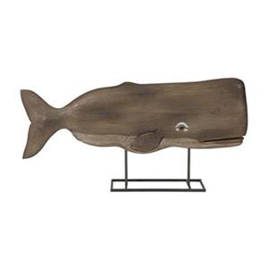 IMAX Worldwide Mango Wood/Metal Achilles Carved Wood Whale Statuary