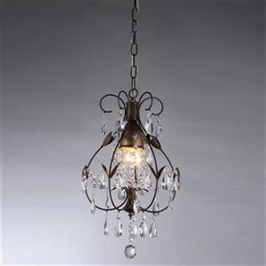 Warehouse of Tiffany 12-in x 19-in Antique Bronze Maleficent Mini Pendant Light