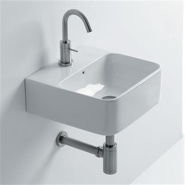 WS Bath Collections 13.8-in x 13.8-in Ceramic White Wall Mounted Bathroom Sink