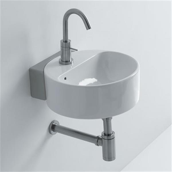 WS Bath Collections 13.8-in x 13.8-in Ceramic White Wall Mounted Bathroom Sink