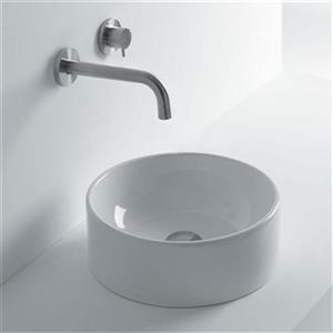 WS Bath Collections Normal 13.8-in x 13.8-in Ceramic White Vessel Bathroom Sink