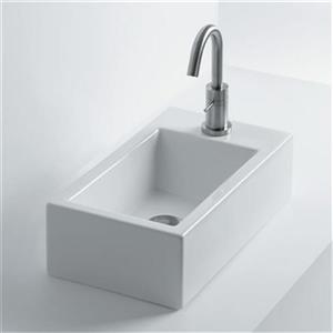WS Bath Collections Whitestone Vessel 17.7-in x 9.8-in Ceramic White Bathroom Sink