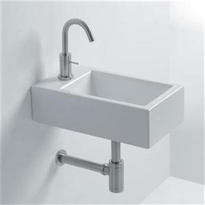 WS Bath Collections Whitestone 17.7-in x 9.80-in Ceramic White Wall Mounted Bathroom Sink