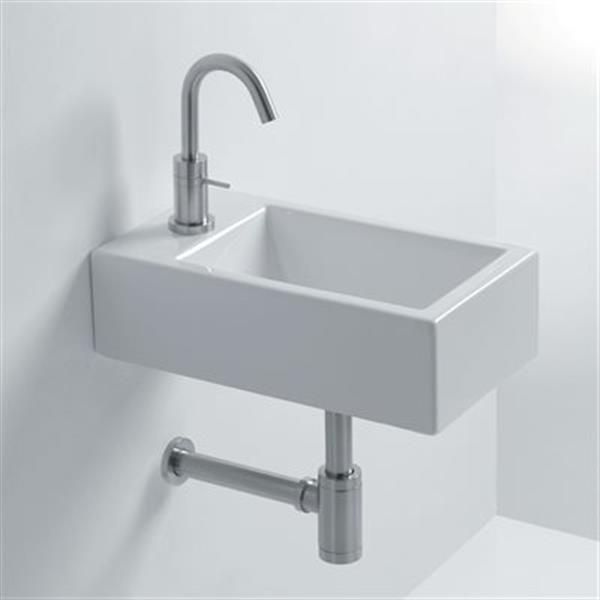 WS Bath Collections Whitestone 17.7-in x 9.8-in Ceramic White Wall Mounted Bathroom Sink