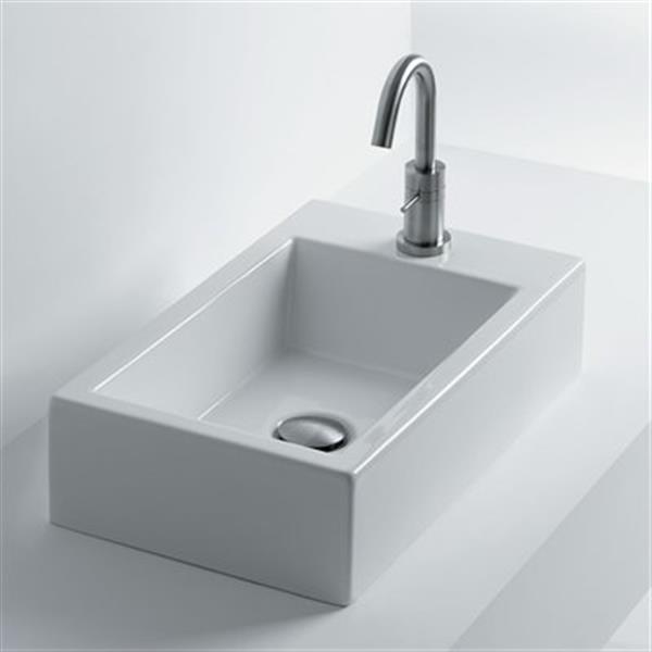 WS Bath Collections Whitestone 19.70-in x 11.8-in Ceramic White Vessel Bathroom Sink