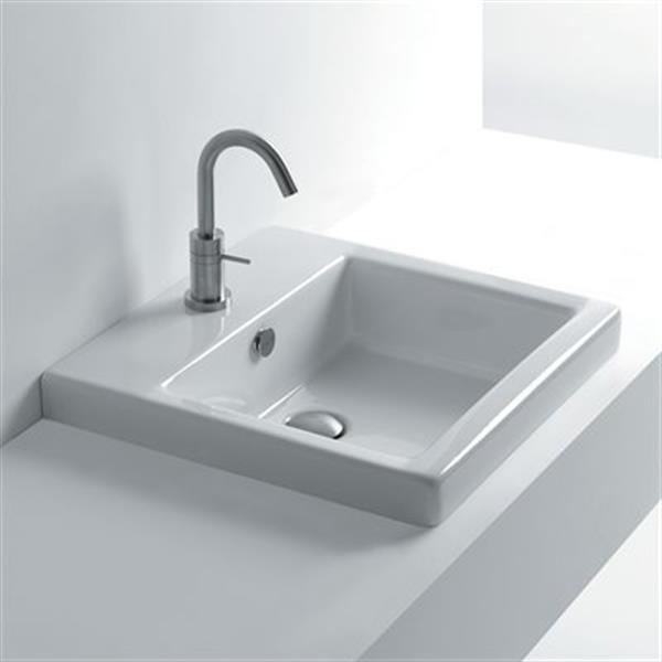 WS Bath Collections Whitestone 18.9-in x 18.9-in Ceramic White Recessed Bathroom Sink