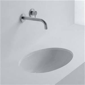 WS Bath Collections Whitestone 22.60-in x 20.70-in White Ceramic Oval Undermount Bathroom Sink