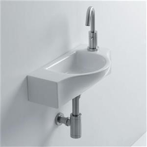 WS Bath Collections Whitestone 17.30-in x 9.80-in White Ceramic Oval Wall Mounted Bathroom Sink