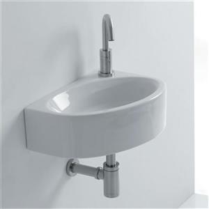 WS Bath Collections Whitestone 16.50-in x 11.60-in White Ceramic Oval Wall Mounted Bathroom Sink
