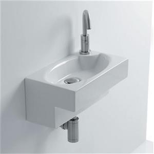 WS Bath Collections Whitestone 17.30-in x 9.80-in White Ceramic Oval Wall Mounted Bathroom Sink