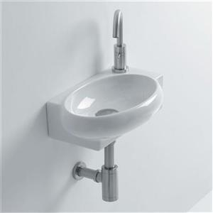 WS Bath Collections Whitestone 16.60-in x 10.60-in White Ceramic Oval Wall Mounted Bathroom Sink