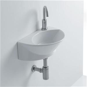 WS Bath Collections Whitestone 16.10-in x 12.20-in White Ceramic Semi-Circle Wall Mounted Bathroom Sink