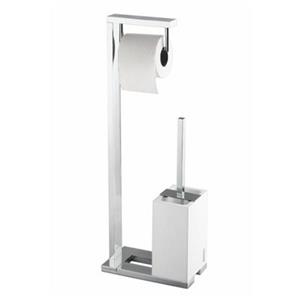 WS Bath Collections Demetra 1901 Chrome Toilet Paper Holder And Toilet Brush Stand