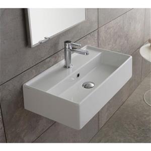Nameeks Teorema 31.50-in x 13.39-in White Ceramic Rectangular Wall Mount Sink
