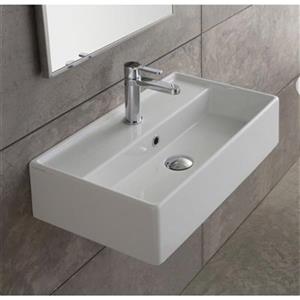 Nameeks Teorema 31.50-in x 13.39-in White Ceramic Rectangular Wall Mount Sink
