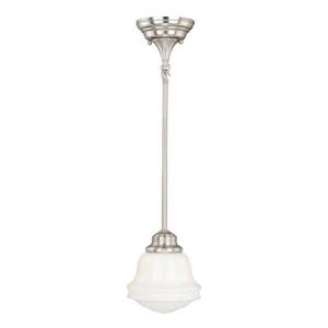 Cascadia Huntley 6-in Nickel Barn Schoolhouse Mini Pendant Light