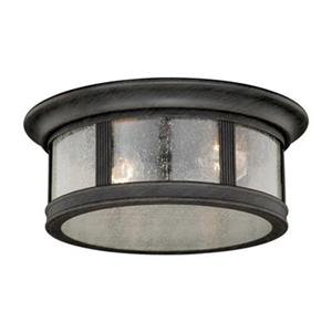 Cascadia Hanover 12-in 2-Light Bronze Round Outdoor Flush Mount Ceiling Light